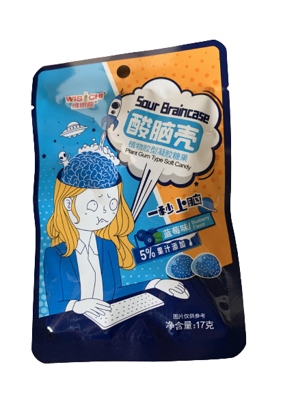 Конфеты кислые желейные мозги черника 蓝莓 17г 20шт/упак /1163-3а