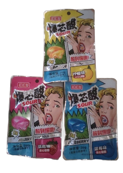 Кислые конфеты с начинкой Клубника 20шт/упаковка /1830-3