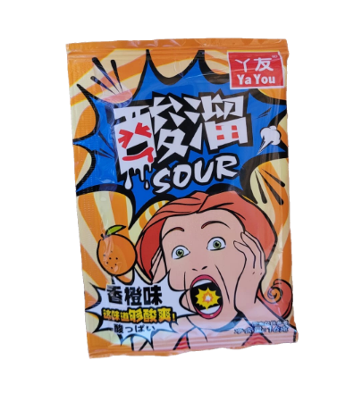 Конфеты кислые фруктовые апельсин 30шт/упаковка /1593-1г