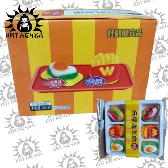 Конфеты желе "Фастфуд" с фруктовыми вкусами 20гр 20шт/упаковка 1931-2-1