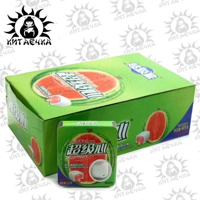 Жевательная резинка с джемом, вкус Арбуза 西瓜 13,5гр 30шт/20упак Коробка /1886-6 - фото 30526