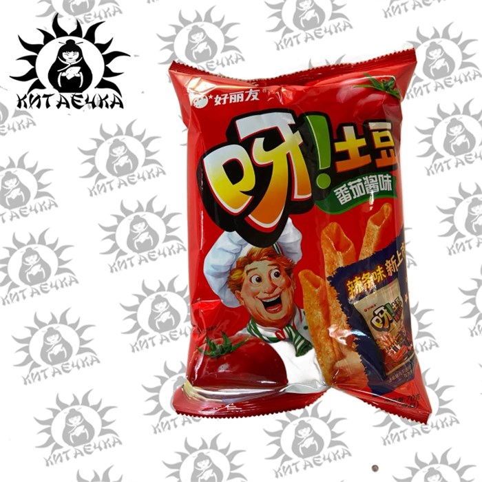 Чипсы Картофель фри со вкусом томатов(красная)70гр/20шт Коробка 2076-1 - фото 32331