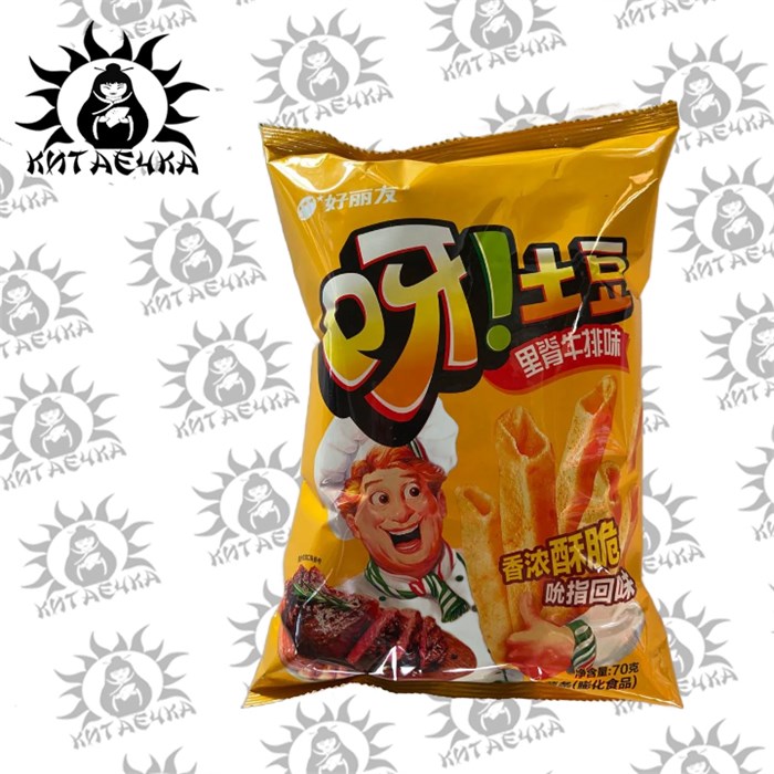 Чипсы Картофель фри со вкусом стейка(желтый)70гр/20шт Коробка 2076-4 - фото 32334