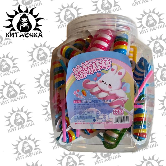 Конфеты леденцы на палочке "Зайчик" 12,5г 50шт/12упак коробка 3454