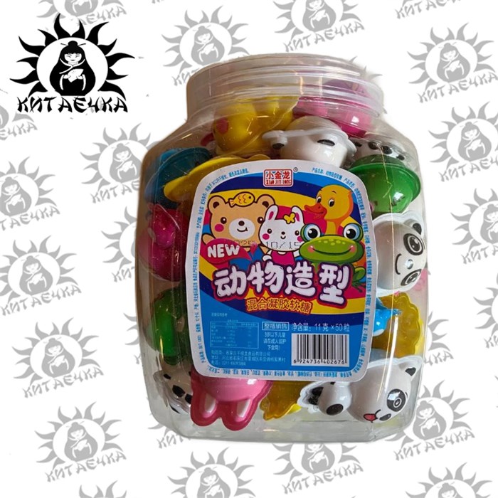 Жевательная конфета мармелад разные вкусы "Веселые зверята" 11г 50шт/12упак коробка 3455