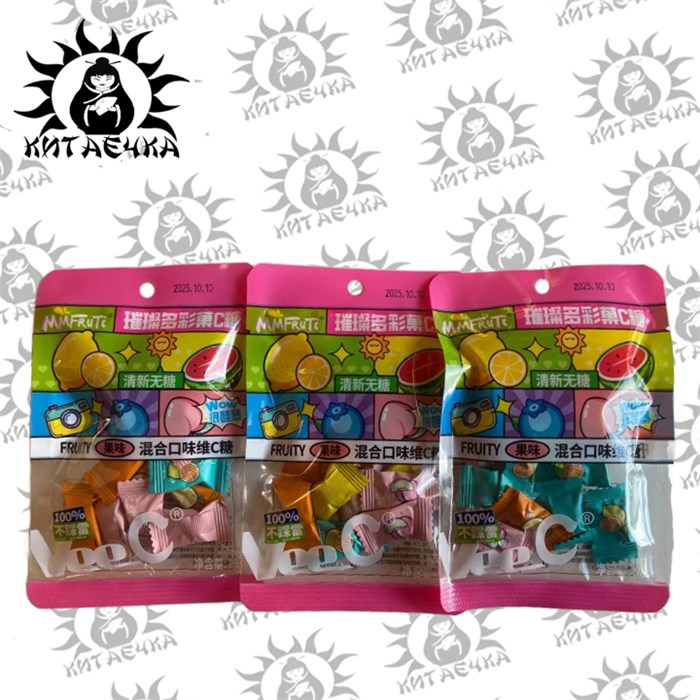 Конфеты витаминки-холодки "C" разные вкусы 18г 20шт/12упак коробка 3479