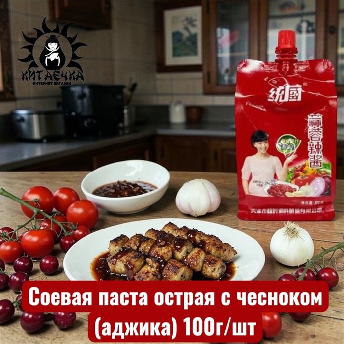 Соевая паста острая с чесноком (аджика) 100г/шт /86шт