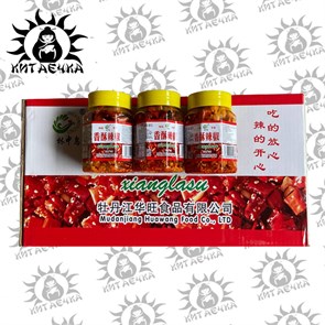 Перец, с кунжутом и арахисом (сянласу,сианласу) немного острое  黄色 120г/48шт Коробка /55