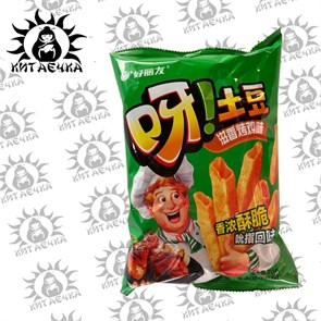 Чипсы Картофель фри со вкусом курицы-гриль(зеленый) 70гр/20шт Коробка 2076-3