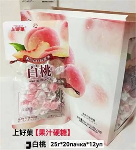 Леденец-карамель со вкусом персика 25г 20шт/12упак коробка 3563