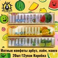 Мятные конфеты арбуз, лайм, манго 20шт/12упак Коробка /1641-1